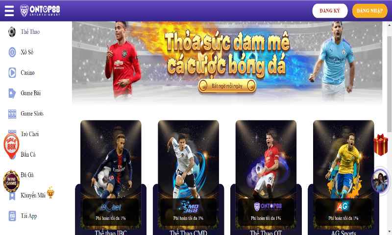 Cá cược thể thao, đặc biệt là bóng đá, được yêu mến ở ontop88