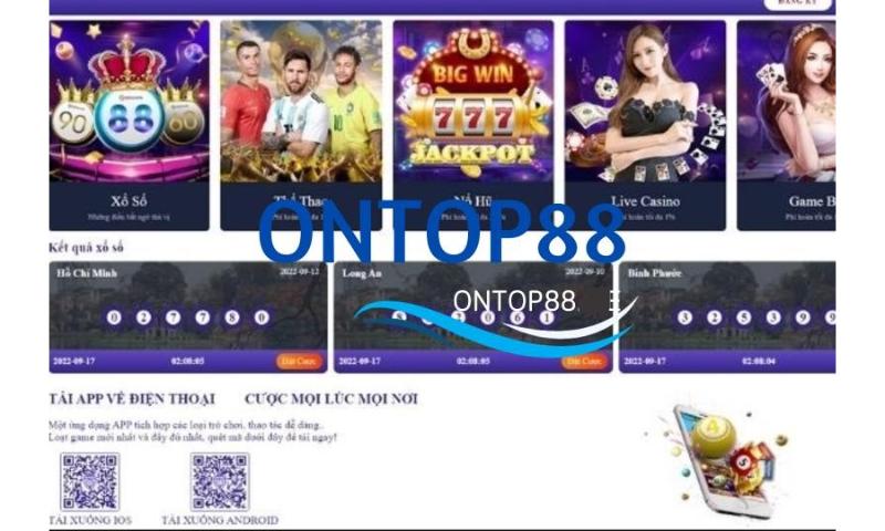 App Ontop88 hiện đại, tiện lợi.